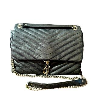 Rebecca Minkoff Eddie Crossbody Black Quilted Leather Bag‎